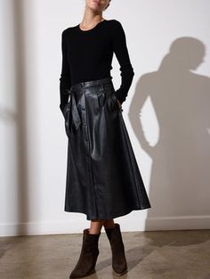 The Teagan Vegan Leather Belted Skirt Belted Skirt, Skirt Belt, Leather Belt, Vegan Leather, A Line, Skirt, Leather, Black