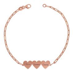 Beautifully handcrafted on our dainty paperclip chain, this engravable multi heart bracelet is a perfect way to customize your wrist stack with the names of the ones you love. Engravable in the most elegant font to display up to three names, this 14K Solid Gold heart bracelet will be one you will treasure forever.


Each Heart Size: 8.2mm (H) x 8mm (W)
Chain Size: 5.6mm x 2.1mm Links
Choose Up to 4 Hearts
Solid 14K Gold
Lobster Clasp Lock
Lifetime Guarantee
Made in Los Angeles Elegant Name Heart Bracelet For Valentine's Day, Red Velvet Cake Recipe Easy, Heart Paper Clip, Paper Clip Bracelet, Wrist Stack, Gold Heart Bracelet, Heart Paper, Wrist Stacks, Elegant Font