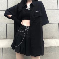 Harajuku Korean Style Black Two Piece Set SIZE INFO S - Bust 108cm/42.5", Shirt Length 71cm/27.8", Skirt Length 41cm/16.1" M - Bust 112cm/44", Shirt Length 72cm/28.3", Skirt Length 42cm/16.5" L - Bust 116cm/45.7", Shirt Length 73cm/28.7", Skirt Length 43cm/16.9" XL - Bust 120cm/47.2", Shirt Length 74cm/29.1", Skirt Length 44cm/17.3" XXL - Bust 124cm/48.8", Shirt Length 75cm/29.5", Skirt Length 45cm/17.7" NOTE: DUE TO VERY HIGH DEMAND, PLEASE ALLOW 12-20 DAYS FOR DELIVERY. Harajuku Style Mini Skirt For Streetwear, Black Harajuku Style Skirt, Harajuku Black Pleated Mini Skirt, Harajuku Style Black Pleated Mini Skirt, Harajuku Mini Skirt For Streetwear, Harajuku Black Pleated Skirt, Black Harajuku Style Summer Skirt, Casual Black Mini Skirt For Alternative Fashion, Gothic Streetwear Skirt For Summer