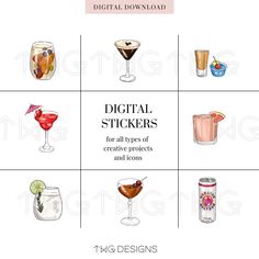 digital stickers for all types of creative projects and designs