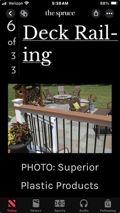 an advertisement for deck railing with the text'photo - supervisor plastic products '