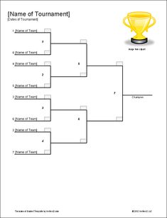 a blank tournament bracket is shown with the name of each team and number on it