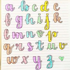 the letters are drawn on lined paper