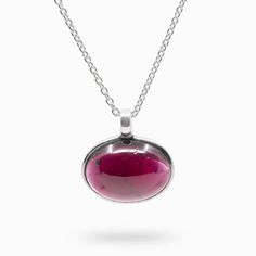 Dark Pink Black Specks Horizontal Oval Garnet Necklace made in earth