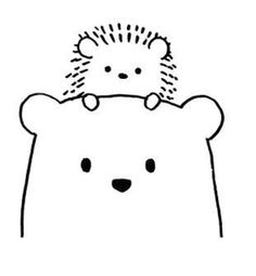 a black and white drawing of a hedge on top of a teddy bear's head