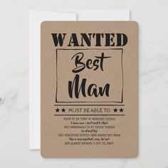 the wanted best man card is shown