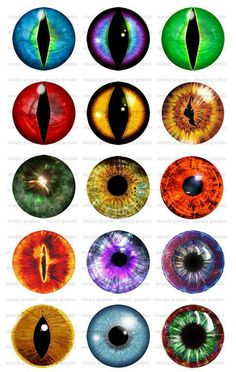 an image of many different colored eyes