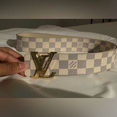 This Belt Is An Excellent Belt For For Formal Attire, Streetwear & Many More. This Belt Has Become Quite Hard To Find For Retail So The Prices Have Been Skyrocketing, But I Will Sell This Excellent Condition Belt At An Amazing Price Louis Vuitton White, Louis Vuitton Belt, Louis Vuitton Accessories, Azure Blue, Formal Attire, Initials, Blue White, Mens Accessories, Louis Vuitton