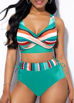 Color:Mint Green;Size:S;Size:M;Size:L;Size:XL;Size:XXL;Package Contents:1 X Bikini Top , Without Bottom;Occasion:Sport; Modest Casual Outfits, Blue Jumpsuits, Lovely Tops, Red Jumpsuit, Casual Chic Outfit, Swimwear Outfit, Swim Dress, Green Stripes, Dusty Blue