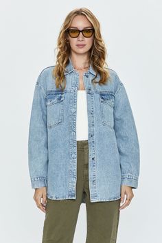 Mandy Oversized Shacket - Paloma – Pistola Denim Denim Shacket Outfit, Where To Get Clothes, Shacket Outfit, Oversized Shacket, Denim Shacket, Oversized Denim Shirt, Fall Transition, Oversized Denim Jacket, Style Savvy