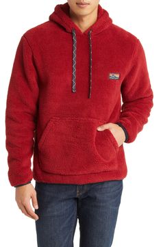 Made from lofty high-pile fleece, this soft and warm hoodie is ready to get down to the day's chores, adventures or just some serious relaxing. Drawstring hood   100% recycled polyester   Machine wash, tumble dry   Imported Casual Sherpa Sweatshirt, Casual Sherpa Hoodie With Pockets, Casual Sherpa Hoodie With Cozy Fit, Casual Sherpa Hoodie With Drawstring, Winter Berry, Fleece Hoodie, Nordstrom Rack, Berry, Nordstrom