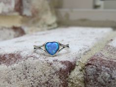 Vintage Sterling Silver Heart Blue Opal Ring ...Marked 925...Total of weights 1.2grams..Size 8...Measure of Face 7.2MM...It's in very good condition. Blue Opal Ring, Sterling Silver Heart, Blue Opal, Opal Rings, Silver Heart, Vintage Sterling Silver, Turquoise Ring, Statement Rings, Opal