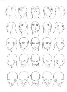 an image of various head shapes and hair styles on a white paper with the title how to draw heads