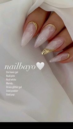 Rich Nails Design, Light Glitter Nails, Matric Nails, Uñas Coquette, White Nails With Gold, Engagement Nails, Milky Nails, Light Nails, Nagel Tips