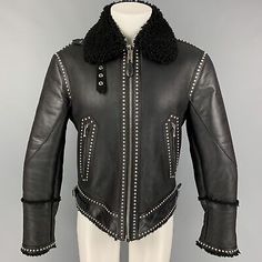 GIVENCHY by Ricardo Tisci FW 2017 Size 38 Black Studded Leather Blouson Jacket  | eBay Studded Leather Biker Jacket For Winter, Winter Leather Studded Biker Jacket, Winter Leather Biker Jacket With Studs, Designer Leather Jacket With Rivets For Fall, Designer Winter Outerwear With Rivets, Studded Winter Outerwear, Luxury Fall Outerwear With Rivets, Winter Leather Outerwear With Studs, Designer Biker Jacket With Rivets For Fall