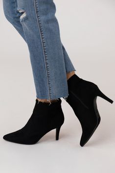 Faux suede Ankle booties Pin heel Side zipper Shaft: 6" Circumference: 11" Heel: 3" Imported Product measured on size 8 Fall Ankle Heeled Boots With Side Zipper, Winter High Ankle Heels With Zipper Closure, Suede Ankle Boots With Zipper, Suede Ankle Boots With Zipper Closure, Winter Ankle Boot Heels With Zipper Closure, Winter Ankle Boot Heels With Zipper, Chic High Heel Booties With Zipper Closure, High Heel Boots With Side Zipper For Winter, Ankle Booties With 4-inch Heel For Fall