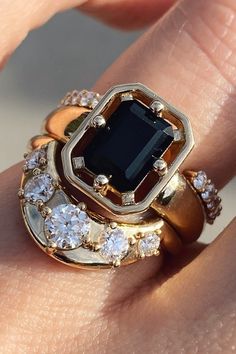 Shop Marrow Fine today & find the stacking bands, unique engagement ring, or statement piece of your dreams✨ Marrow Fine Jewelry || by Jillian Sassone Black Onyx Ring Engagement, Cookie Accessories, Marrow Fine Jewelry, Black Diamond Engagement Rings, Marrow Fine, Boho Engagement Ring, Boho Engagement, Blessed Wednesday, Black Diamond Bands