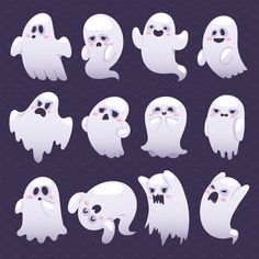 cartoon ghost characters with different expressions