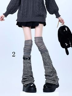 The price is for a pair of leg warmers and a pair of socks only, others are not included. Black Legwear For Winter Alternative Fashion, Harajuku Style Leg Warmers For Fall, Gray One Size Leg Warmers For Fall, Trendy Leg Warmers For Fall Alternative Fashion, Casual Gray Legwear For Winter, Thigh-high Leg Warmers For Alternative Fashion In Fall, Harajuku Style Stretch Leg Warmers For Winter, Trendy Gray Knee-high Socks For Winter, Trendy Gray Knee-high Winter Socks