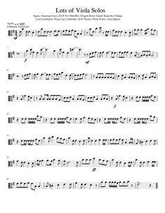 the sheet music score for lots of viola solos