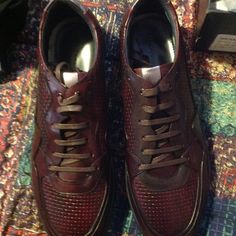 Up For Sale Is A Brand New In The Box Pair Of Men's Zanzara Brando Burgundy(Wine) Woven Leather Shoes With Silver Accents, Usa Size 11.5 - These Shoes Come With Two Dust Bags (See Photos). Woven Leather Shoes, Burgundy Wine, Box Color, Silver Accents, Leather Shoes, The Box, Men's Shoes, Dust Bag, Man Shop