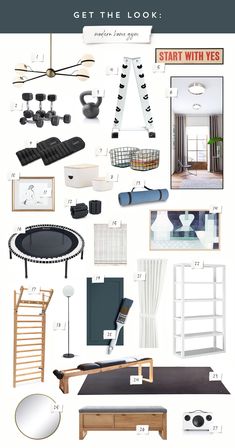 a collage of various items that include furniture, mirrors and other things to look at