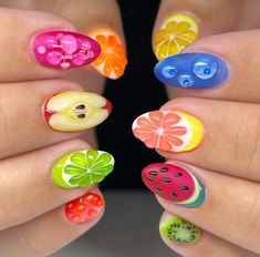 3D Fruit Manicure Fruit Nail Ideas, Fruit Manicure, Apple Nails, Bright Nail Designs, Bright Nails, Nail Arts, Toe Nails, Nail Design, Cute Nails