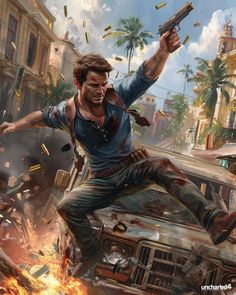 Uncharted Nathan Drake by @aideuart 🇧🇷 Cenas do jogo recriado, jogão 🕹 1-10 qual sua preferida Comenta aí e segue meu perfil ♥️ #ucharted4 #nathandrake #playstation Uncharted Nathan Drake, Uncharted Drake, Drake Art, Accent Wall Designs, Tomb Raider, Uncharted, Video Game Characters, Indiana Jones