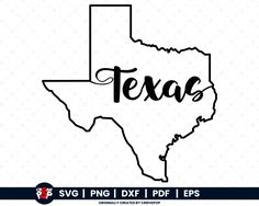 texas state outline with the word, svg and dxf files for cutting