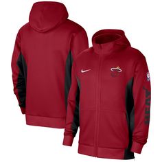 a red and black nike hoodie with the miami heat logo on it