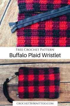 the free crochet pattern for buffalo plaid wristlet