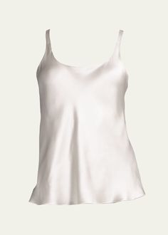 Josie Natori Round-Neck Foundation Tank - Bergdorf Goodman Josie Natori, Signature Print, Bergdorf Goodman, Silk Satin, Scoop Neckline, Warm White, Pullover Styling, Womens Clothing Tops, Shoulder Straps