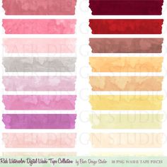 watercolor paint swatches with different colors and text that says, rainbow washes