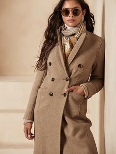 Unlined Italian Melton Car Coat | Banana Republic Full Length Coat, Car Coat, Peak Lapel, Double Breasted Coat, Textured Knit, Women's Coats & Jackets, Double Breasted, Banana Republic, Coats For Women