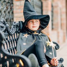 Girls Witch Costume Set: Turn imagination into magic with this enchanting witch costume set! Perfect for creating the ultimate witch look, this set features a glamorous glitter star cape and a luxurious velvet witch hat. Made from high-quality, comfortable materials, it's ideal for kids ages 3 and up. What's Included: The set comes complete with a sparkling cape, a stylish witch hat, and a magical wand—everything your little one needs for spellbinding playtime! Details: Cape: Designed with hand- Diy Witch Costume Kids, Velvet Witch Hat, Toddler Witch Costumes, Baby Witch Costume, Girls Witch Costume, Kids Witch Costume, Magical Wand