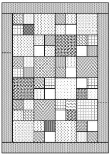 the pattern is shown in black and white, but it appears to be made up of squares