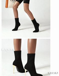 Lasaky - Luxury Boots with a Flair of Elegance Red Bridal Shoes, Luxury Boots, Black High Heel Boots, Shoe Sole, Pointed Heels, Long Sleeve Short Dress, Women's Wardrobe, Wedge Boots, Black Booties