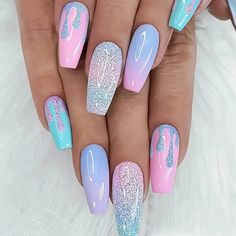 Faster shipping. Better service Ombré Beach Nails, Unicorn Nails Designs Acrylic, Nail Making, Cotton Candy Nails, Fake Nails Long, Nails Kit, Ballet Nails, Shape Nails, Nagellack Trends