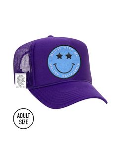 Our Woolf With Me® trucker hat is perfect for your sunshine adventures!☆Customize this adult trucker hat by adding interchangeable velcro embroidered patches! SIZE: Adult Size. Adjustable Snap Back Foam Front, 100% Polyester Mesh Back Casual Purple Adjustable Trucker Hat, Adjustable Purple Trucker Hat With Curved Brim, Purple Adjustable Trucker Hat, Purple Curved Brim Trucker Hat, Purple Trucker Hat With Curved Brim, Casual Purple Snapback Trucker Hat, Purple Trucker Hat One Size, Purple Snapback Trucker Hat, Purple Trucker Hat With Curved Brim, One Size