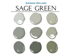 the shades of sage green are shown in several different sizes and colors, including one for each