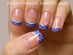 Lilac French Nails Bow Nail Art, Nail Blog, Dots Nails, Sparkle Nails, Popular Nails, Cute Nail Art, Unique Nails, Cute Nail Designs