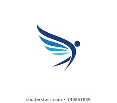 an abstract logo with the shape of a flying bird, suitable for use as a symbol