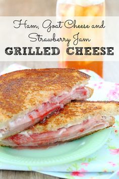 grilled cheese sandwich with ham, goat cheese and strawberry jam