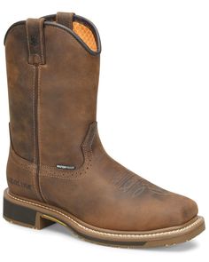 Full-grain leather. 10" shaft. Square soft toe. Mesh lining. Waterproof. Cushioned footbed. ASTM F2413 electrical hazard. Rubber outsole. Western Work Boots, Composite Toe Work Boots, Western Work, Boot Barn, Roper Boots, Steel Toe Work Boots, Square Toe Boots, Work Boot, Safety Shoes