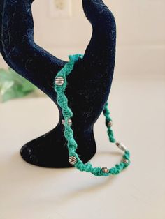 "9\" Green Hemp Handmade Macrame Anklet Bracelet with Silver Ball Beads and Barrel Twist Closure. Twisted rope design. New! Makes a great holiday Christmas gift or stocking stuffer. Ships via USPS.  From a smoke free pet free home. Buy 3 or more items from my store and receive a 20% discount on the bundle and combined shipping." Green Macrame Beaded Bracelets For Festivals, Green Macrame Braided Bracelets For Festival, Green Macrame Braided Bracelet For Festival, Green Macrame Friendship Bracelets For Festivals, Adjustable Macrame Anklets For Festival, Barrel Twist, Macrame Anklet, Green Stone Pendant, Hemp Bracelets