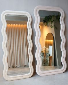 #homedecor, #interiordesign, #homedesign, #decor inspiration Cute Standing Mirror, Wall Mirrors For Bedroom, Diy Wavy Mirror, White Full Length Mirror, Aesthetic Mirrors, Squiggly Mirror, Full Length Mirror In Bedroom, Teen Room Designs, Wavy Mirror