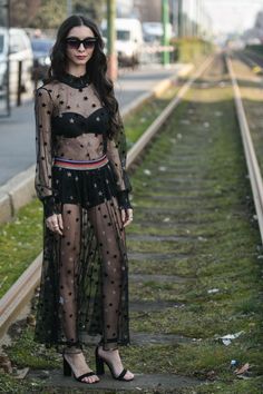 Can’t-Miss Milan Fashion Week 2019 Street Style | StyleCaster Black Dress With Sleeves, Animal Print Skirt, Milan Fashion Weeks