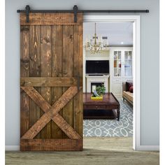 an open sliding door in a living room