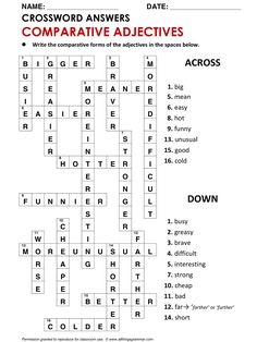 the crossword answers for comparative adjectives