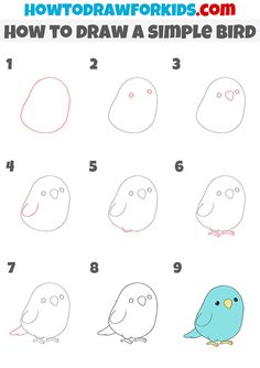 how to draw a simple bird step by step drawing for kids and adults with easy instructions